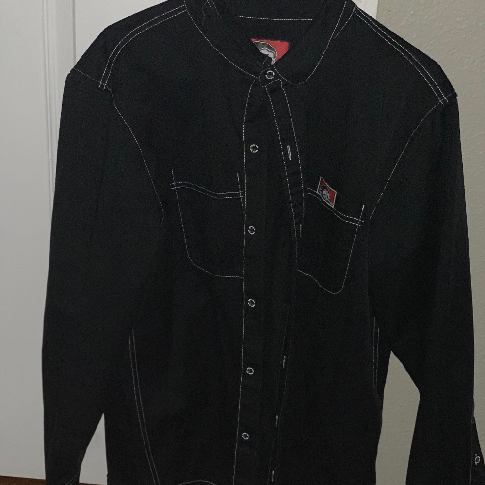 Sketchy Tank Lurkwear Black Long Sleeve Button Up